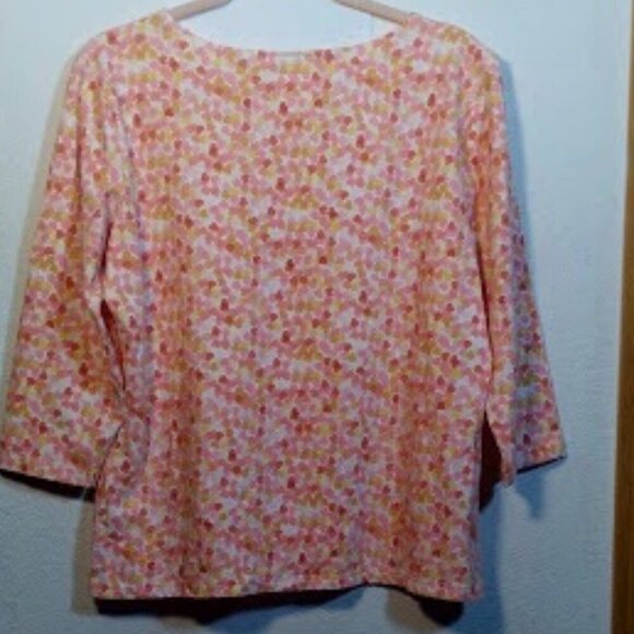 Talbots knit 3/4 sleeve fuchsia Top with Hearts Size L - Picture 5 of 13